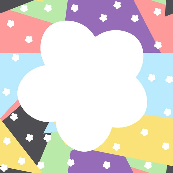 Μοτίβο με πολύχρωμα σχήματα και λευκά άνθη — Διανυσματικό Αρχείο