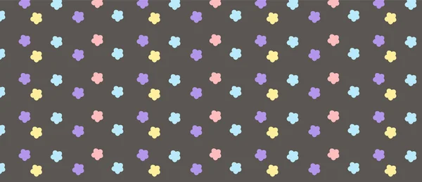 Μοτίβο με βιολετί, κίτρινο, μπλε και ροζ λουλούδια — Διανυσματικό Αρχείο