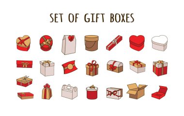 Vektör dizi farklı hediye kutusu.