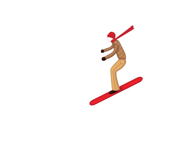 Esqui esquiador downhill durante em alta — Vetor de Stock
