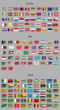 Dünyanın bayrakları. Avrupa ve Asya Afrika bayrakları
