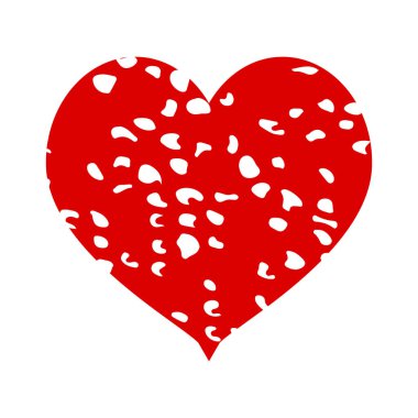 Aşk sembolleri için kalp şekli tasarımı. Kalp kırmızı ve beyaz