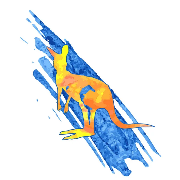 Kolorowy Szkic Ręczny Skaczącego Kangura — Wektor stockowy