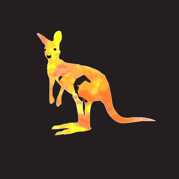 Kolorowy Szkic Ręczny Skaczącego Kangura — Wektor stockowy