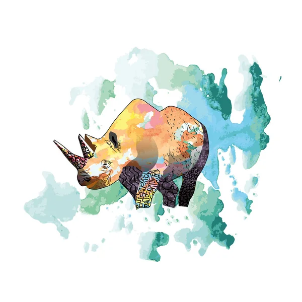 Illustration Couleur Rhinocéros Illustration Vectorielle — Image vectorielle