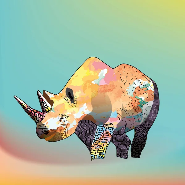 Farbige Illustration Eines Nashorns Vektorillustration — Stockvektor