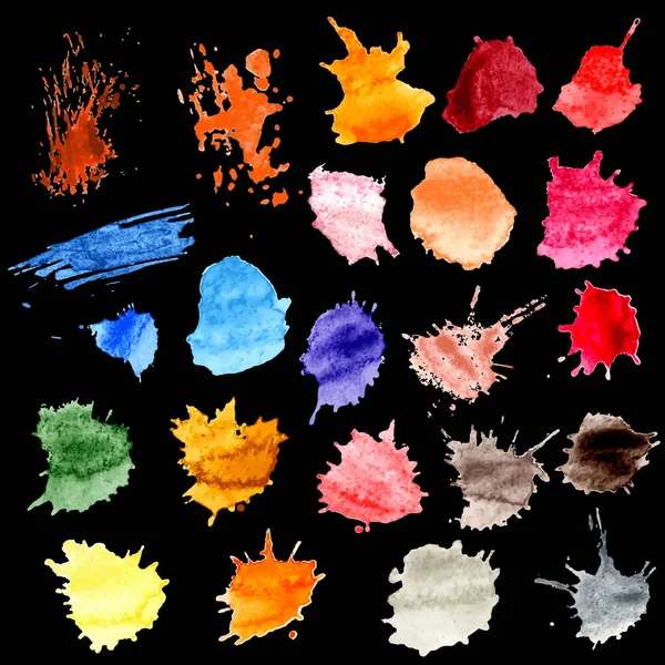 Πολύχρωμα Vector Splashes Blot Stains Set Ορισμός Χρώματος Πιτσιλίσματος — Διανυσματικό Αρχείο