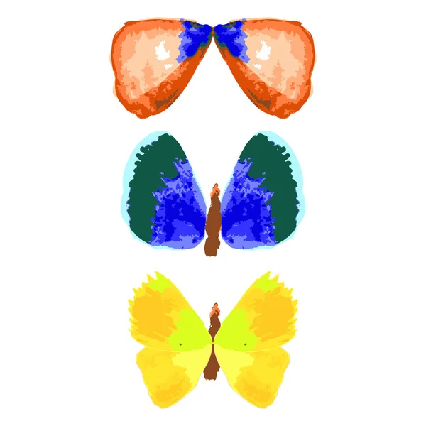 Set Collezione Spruzzi Stampa Colorata Farfalla — Vettoriale Stock