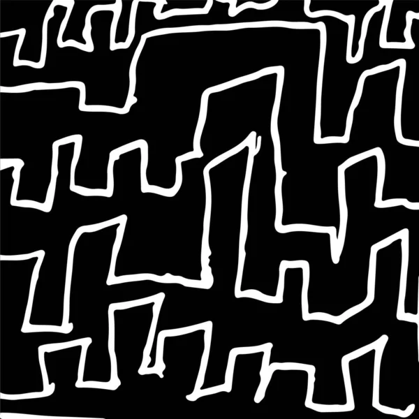 Handgezeichnetes Streifenmuster Schwarz Weiß Gestaltungselemente Gezeichnet Striche Die Wirkung Von — Stockvektor