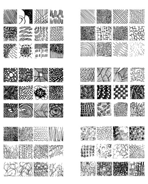 Установить ручной рисунок полосатый. Черное и белое. Дизайн элементов, нарисованных мазками (эффект гелевых ручек
)