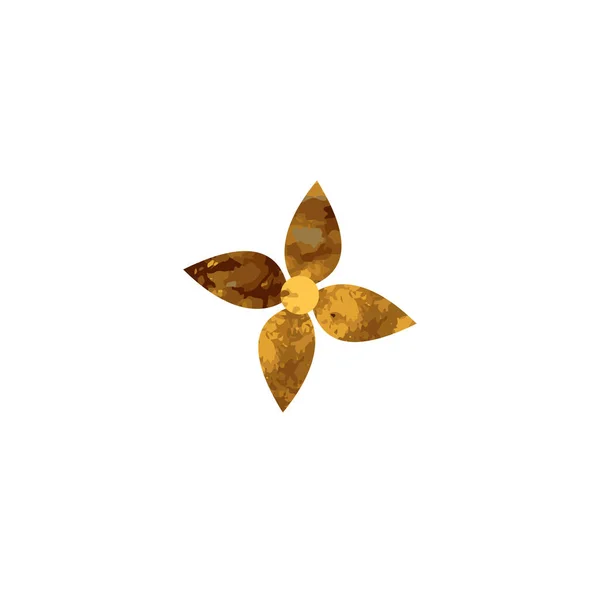 Vektorisiertes Blütengold Flache Symbol Blume Symbol Silhouette Isoliert Auf Weiß — Stockvektor