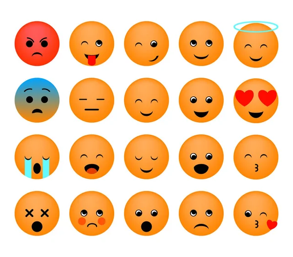 Emoticon Vektor Illustration Sätt Emoticon Ansikte Vit Bakgrund Olika Känslor — Stock vektor