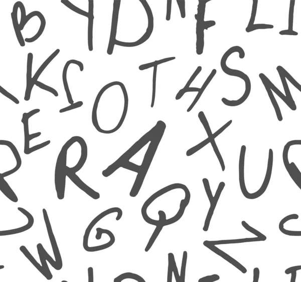 Бесшовный Узор Закругленными Буквами Алфавита Вручную — стоковый вектор