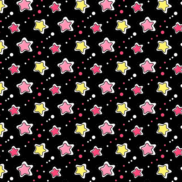 Rosa, patrón estrellas amarillas — Vector de stock