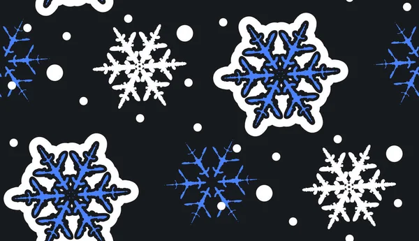 Patrón de copos de nieve. Patrón de invierno sin costuras en la textura del papel. — Vector de stock