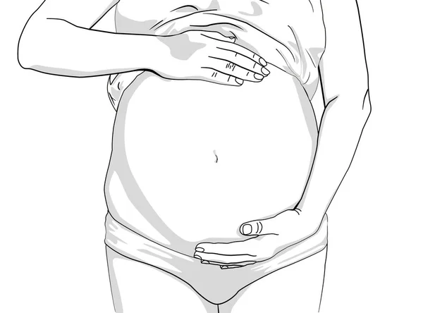 Femme Enceinte Touchant Son Ventre Isole Sur Blanc Une Jeune Femme Attend Un Bebe Mignon Ventre Enceinte Ligne Noire Estomac Heureux Stock Photo Femme Enceinte Touchant Son Ventre Isole Sur Blanc Une Jeune Femme Attend Un Bebe Mignon Ventre Enceinte Ligne Noire Estomac Heureux Stock Photo