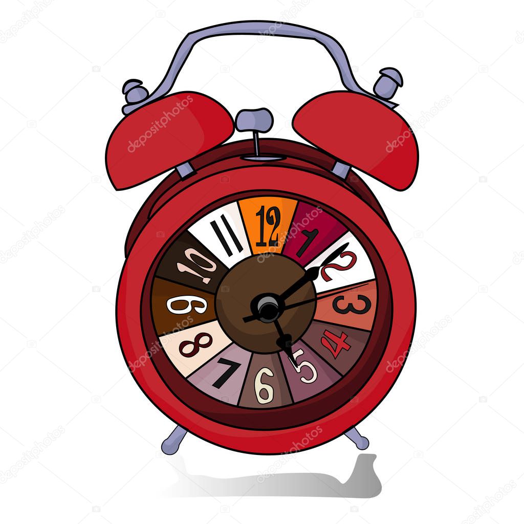 Time design. Alarm Clock Retro hand drawn cute art vector illustration. Vector illustration isolated on white background. Hand-drawn cartoon alarm clock