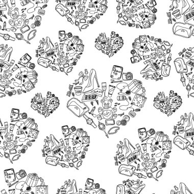 Seamless modeli. Resmi siyah beyaz yapılır. İllüstrasyon duvar kağıdı, kartpostal, kapağı, arka plan kullanılabilir. Şekil-ebilmek var olmak kullanılmış için tebrik kartları. Vektör çizim