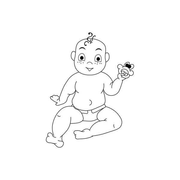 Иллюстрация Ребенка Белом Фоне Черно Белом Цвете Месяцев Ребенок Сидит — стоковый вектор