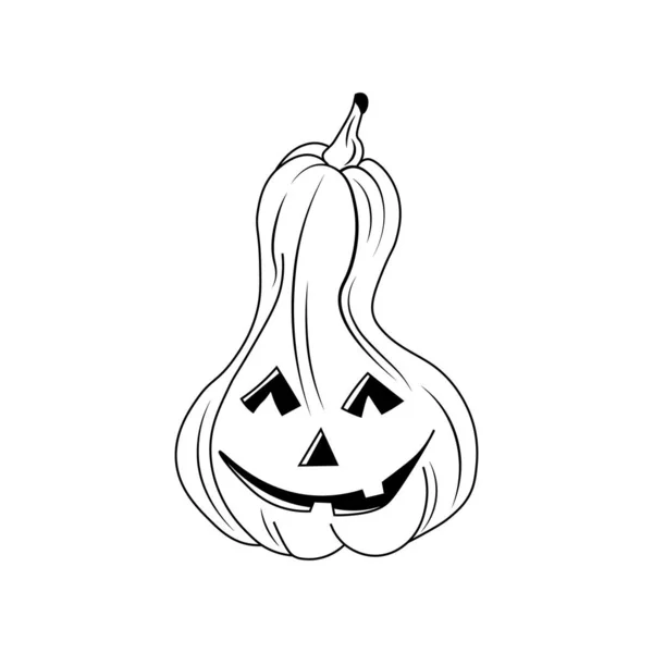 Feliz Cara Miedo Calabaza Halloween Aislado Sobre Fondo Blanco Ilustración — Archivo Imágenes Vectoriales