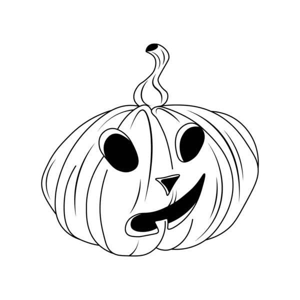 Feliz Cara Miedo Calabaza Halloween Aislado Sobre Fondo Blanco Ilustración — Vector de stock