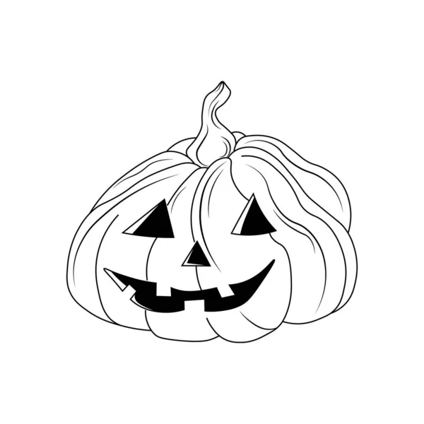 Feliz Cara Miedo Calabaza Halloween Aislado Sobre Fondo Blanco Ilustración — Archivo Imágenes Vectoriales