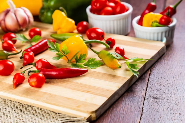 Mélange Poivrons Avec Tomate Ail Huile Olive — Photo