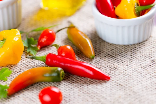 Mélange Poivrons Avec Tomate Ail Huile Olive — Photo