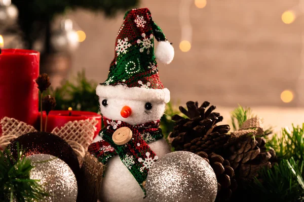 Kerstdecoratie Met Ballen Kaars — Stockfoto