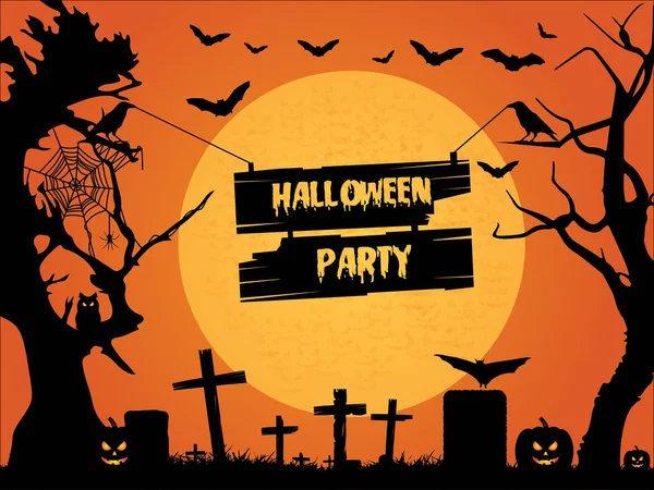 Cadılar Bayramınız Kutlu Olsun. Cadılar Bayramı arka plan. Cadılar Bayramı vektör arka plan ile kabak, uçan yarasalar, ağaçlar, örümcek, karga ve dolunay. 