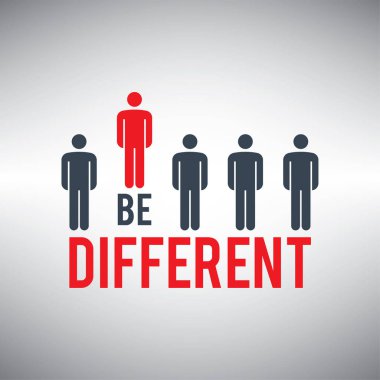 Farklı olmak. Başarı için farklı olmak. İş için farklı konsepti. 