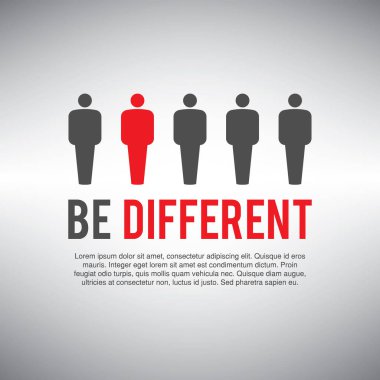 Farklı olmak. Başarı için farklı olmak. Kopya alanı ile iş için farklı konsepti. 