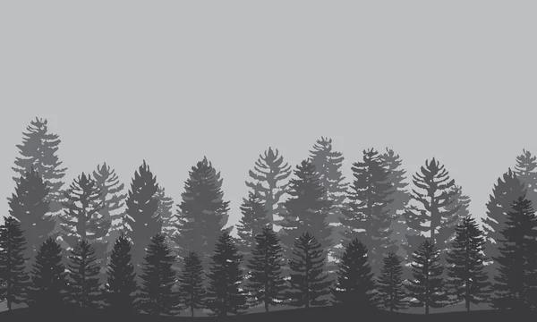 Paysage Forestier Vectoriel Silhouette Forestière Fond Forêt Grise — Image vectorielle