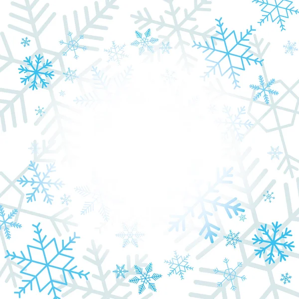 Blue Snowflakes White Background Blank Area Your Message Snowflakes Diffrent — Stock Vector