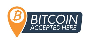 Bitcoin burada kabul. Etiket veya kabul bitcoin için rozet.