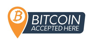 Bitcoin accepted here. Sticker or badge for bitcoin accepted. clipart