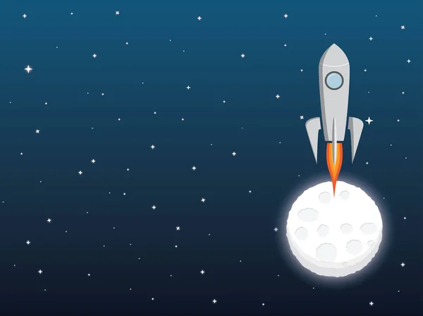Eine Rakete Vom Mond Cartoon Stil Raumschiff Raumschiff Mond Und — Stockvektor