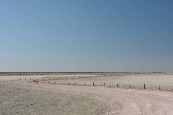 Żwirowej Drogi Skraju Etosha Salt Pan Namibia — Zdjęcie stockowe