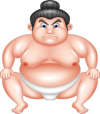 Beyaz arka plan üzerinde izole sumo güreşçisi çizgi film