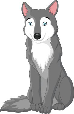 Çizgi film kurdu beyaz arka planda izole edildi