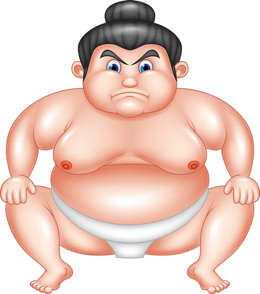Sumo Wrestler Cartoon Isolated White Background — Stock Vector