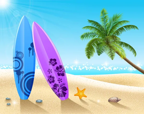 Illustration Summer Beach Background — Stock Vector