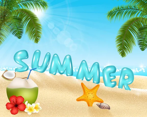 Illustration Summer Beach Background — Stock Vector