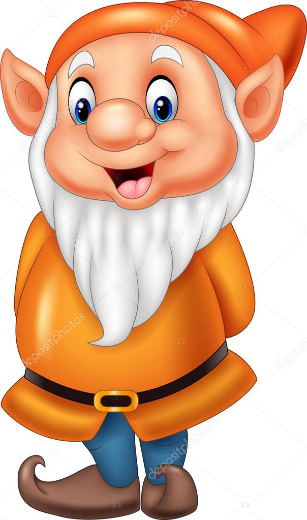 Cartoon happy dwarf isolated on white background