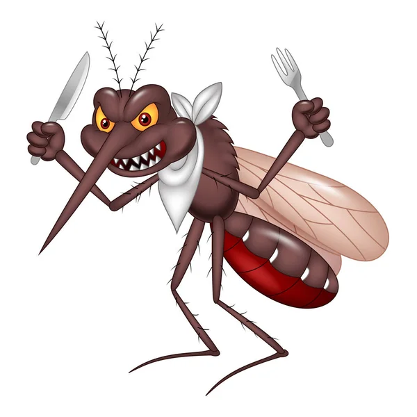 Cartoon Mosquito Ready Eat — Stock Vector