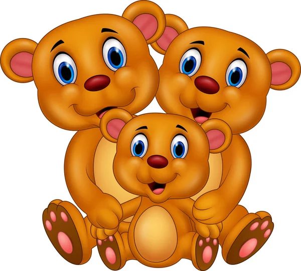 Kartun Keluarga Beruang Bahagia - Stok Vektor