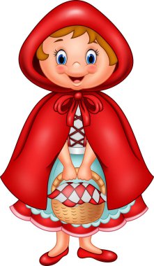 Beyaz arka plan üzerinde izole kırmızı başlıklı kız