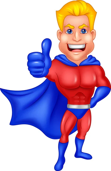 Superhero Cartoon Giving Thumb — Stock Vector