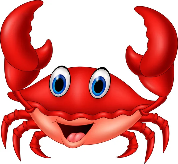 Karikatur Lächelnde Krabbe Isoliert Auf Weißem Hintergrund — Stockvektor
