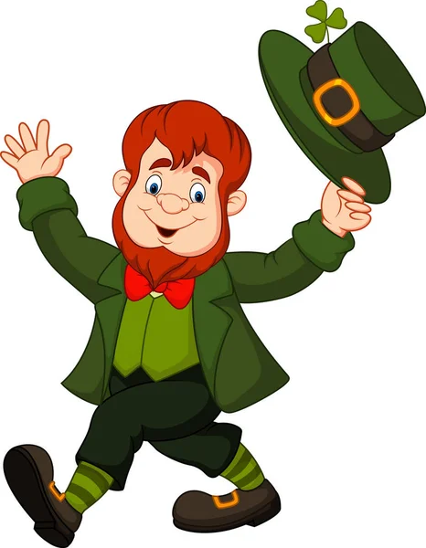 Desenhos Animados Leprechaun Engraçado Derrubando Seu Chapéu — Vetor de Stock